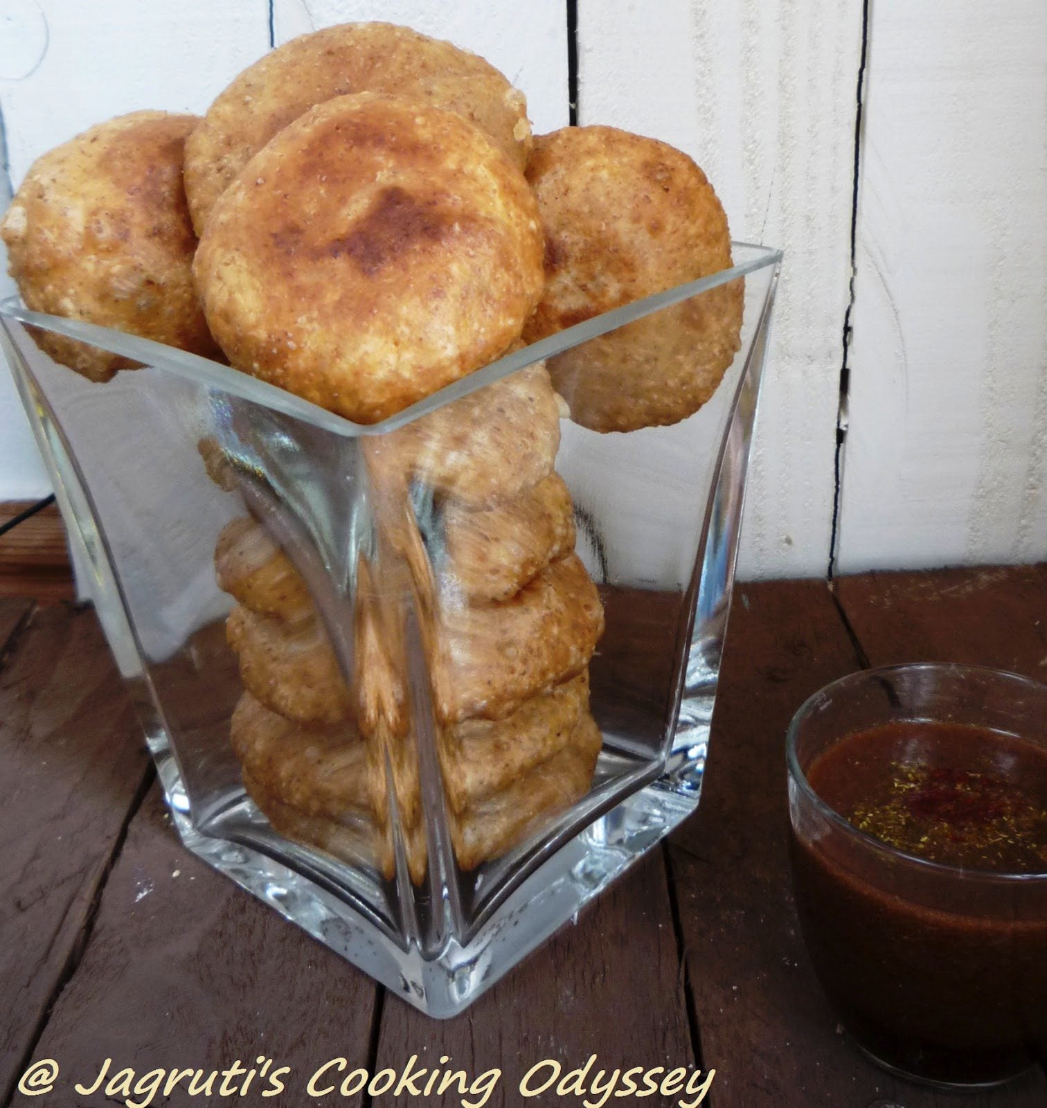 Poha Kachori placed in a glass bowl