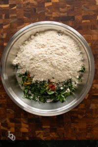 Methi paratha ingredients in a plate.