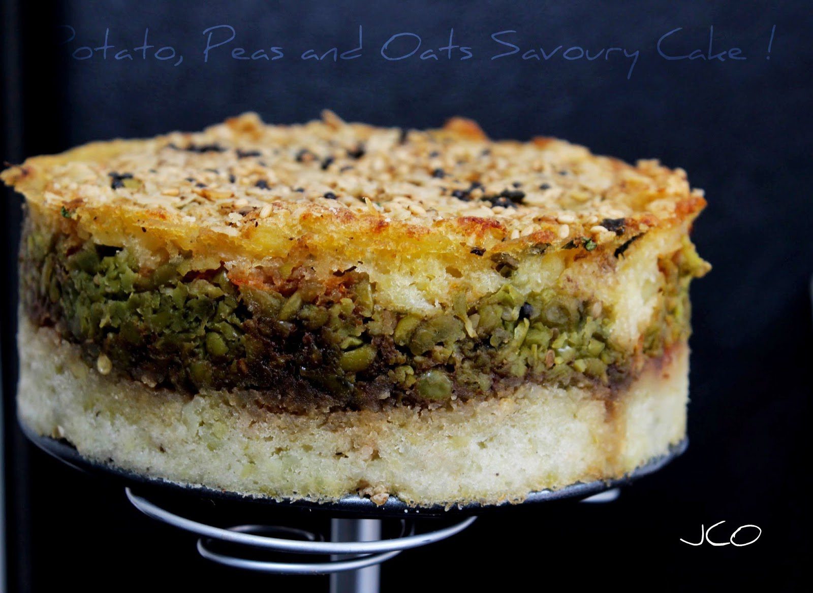 3 layer potato and pea handvo
