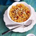 Masoor dal halwa in a bowl.