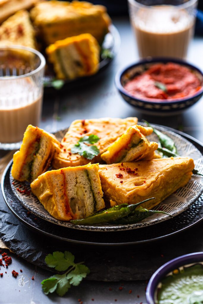 Bread Pakora Recipe with Aloo and Chutney Stuffing (Triple layers!) | J
