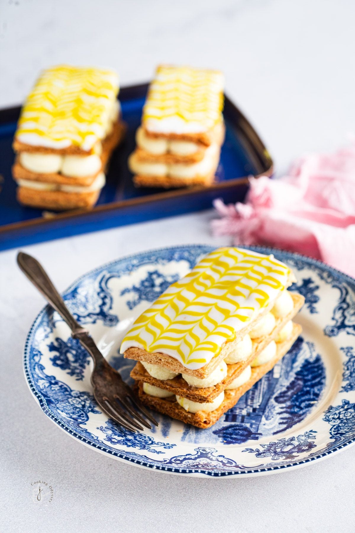 Eggless Mille Feuille with White Chocolate Saffron Cream | J 