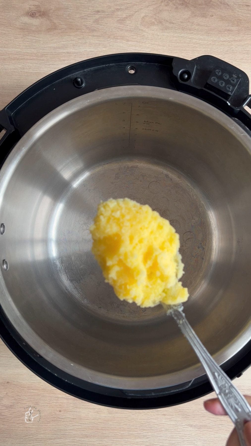 ghee added to the liner of the instant pot