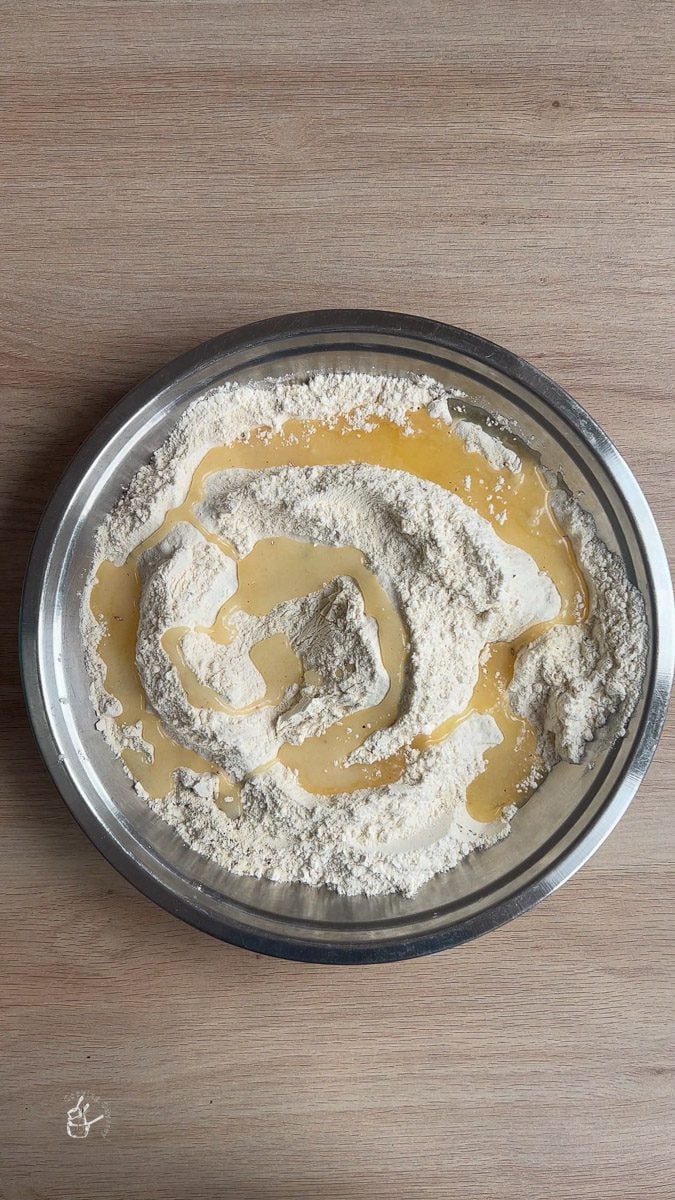 ghee added to the flour mixture