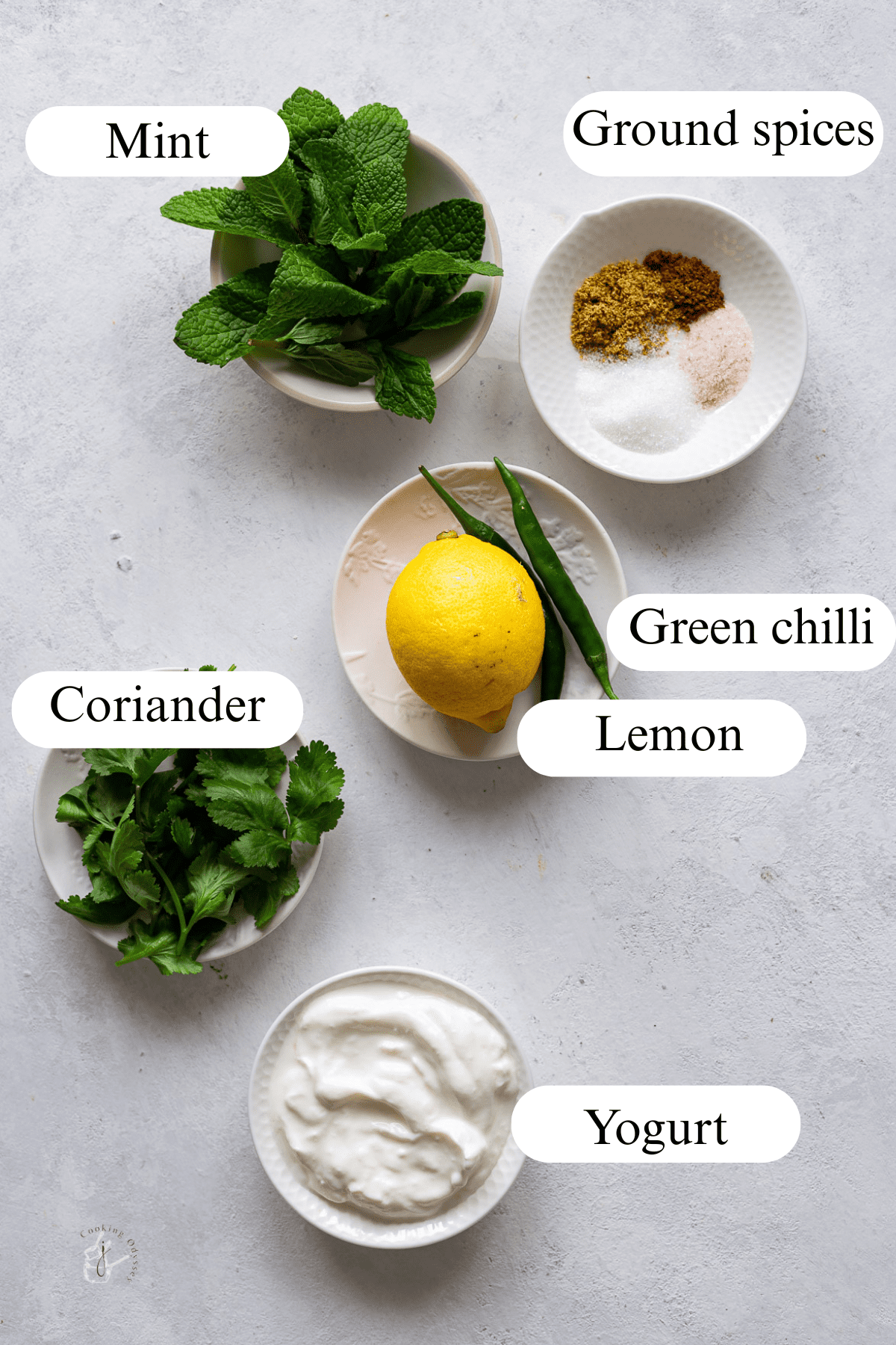 Ingredients of indian mint sauce includes fresh mint, coriander, plain yogurt and spices. 