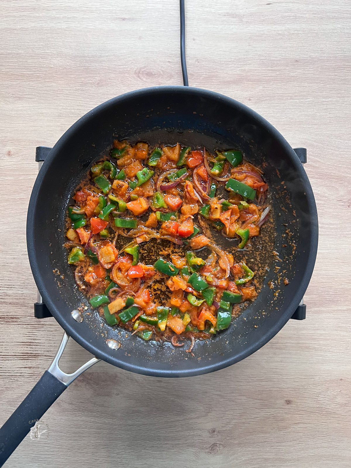 vegetables cooking in a pan