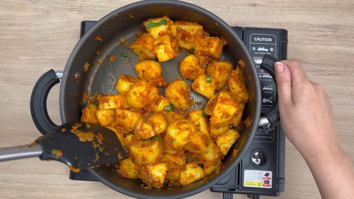 lemon juice and coriander added to the bombay potatoes