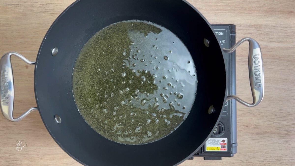 hot oil in a pan