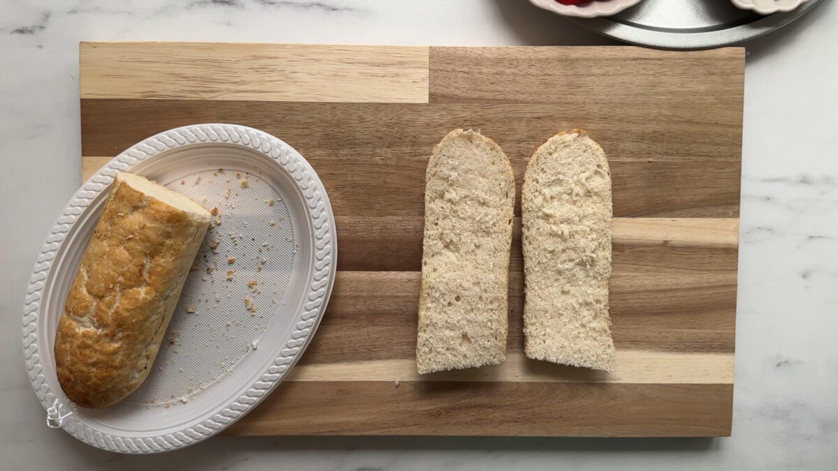 One french bread cut in to two halves