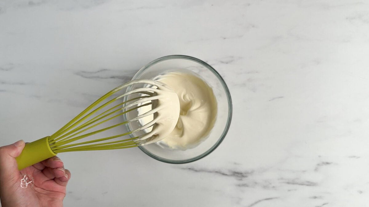 whipped cream in a mixing bowl