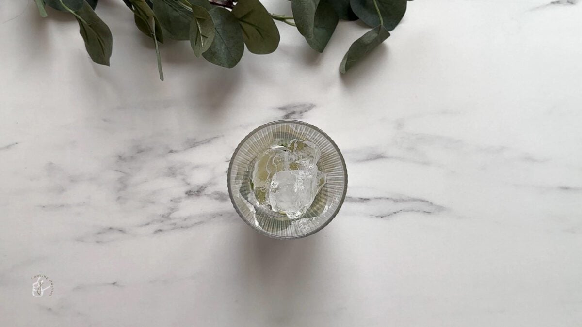 ice cubes added to the glass