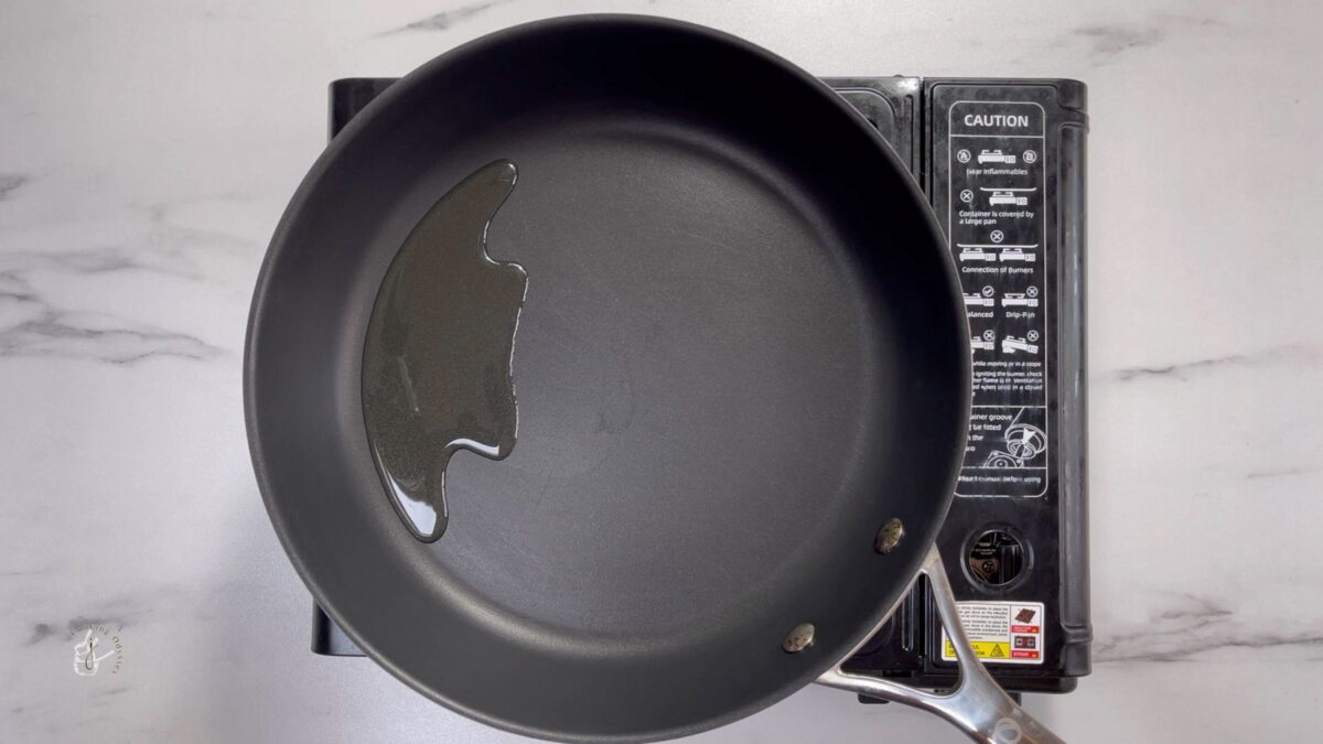 hot oil in a pan to cook onions
