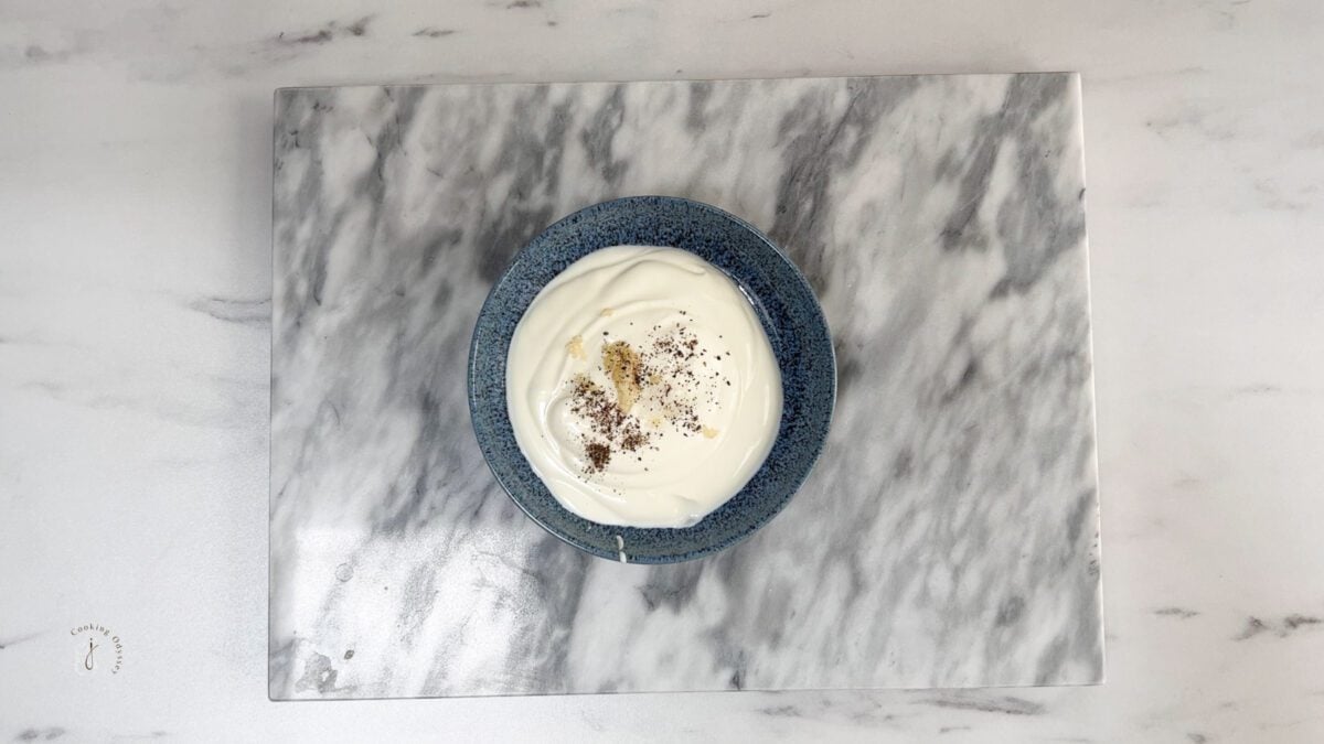 seasoning added to the yogurt