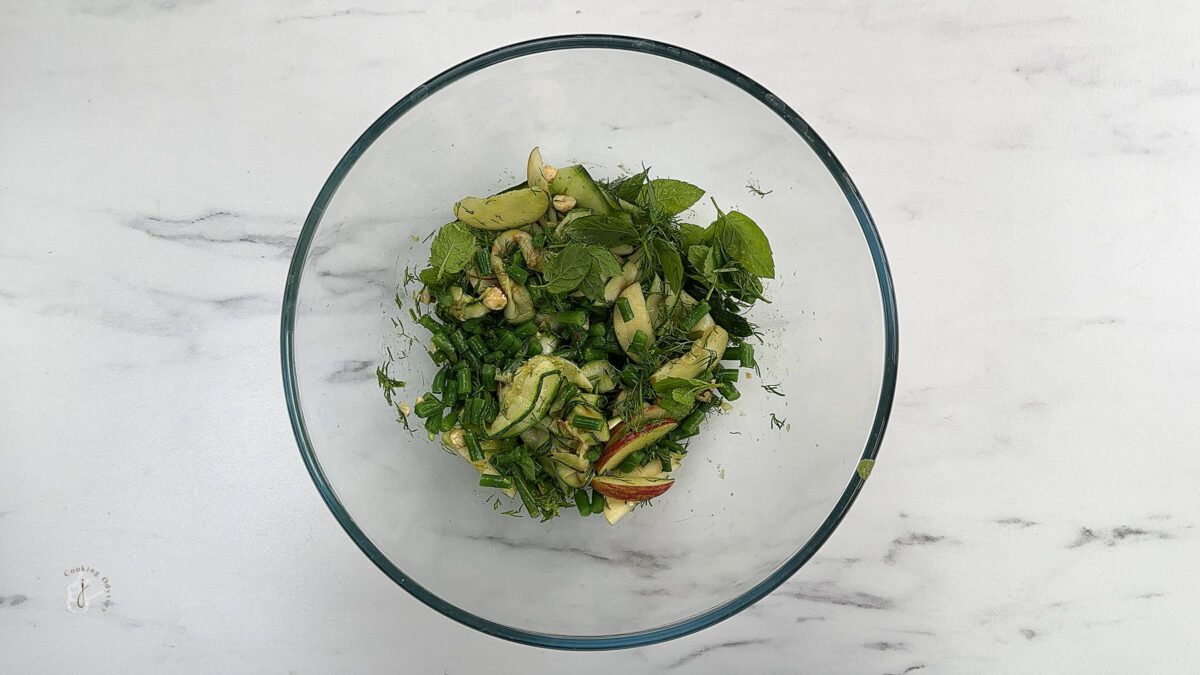 easy zucchini salad in a bowl 