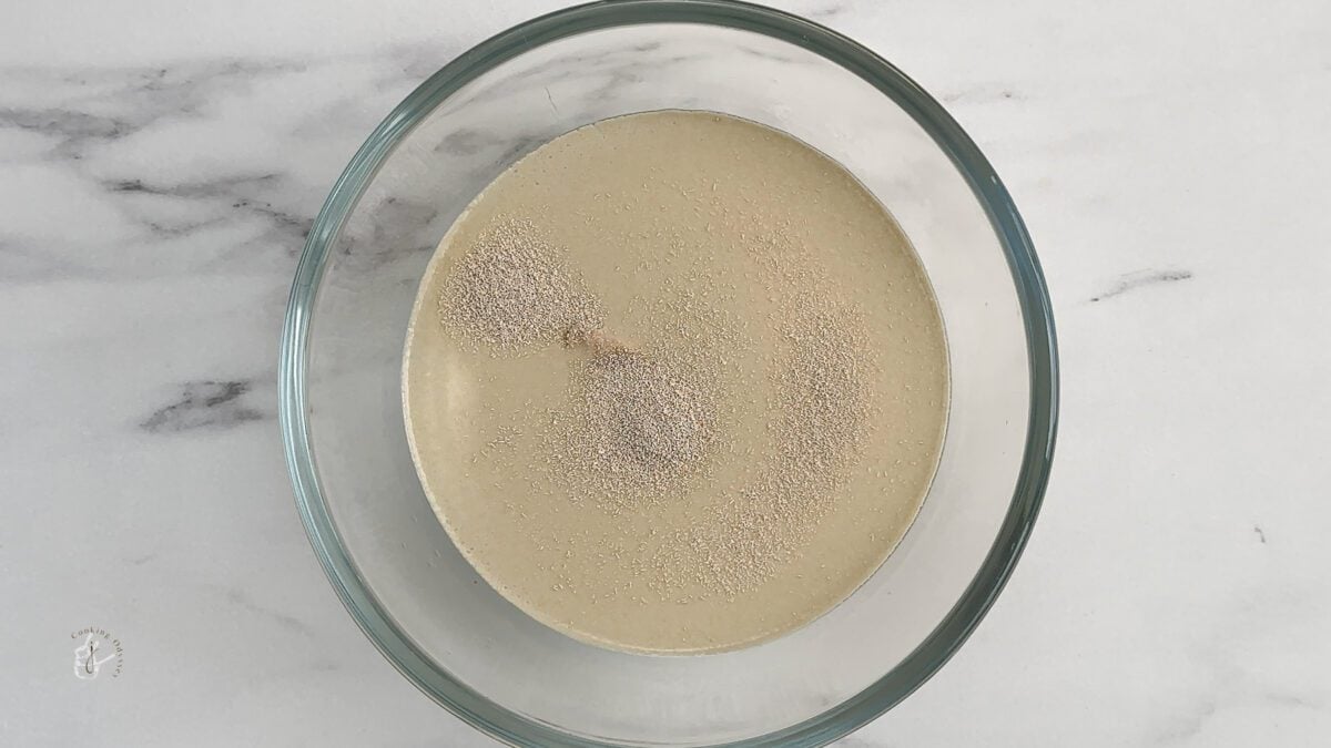 fast action yeast mixed in lukewarm water
