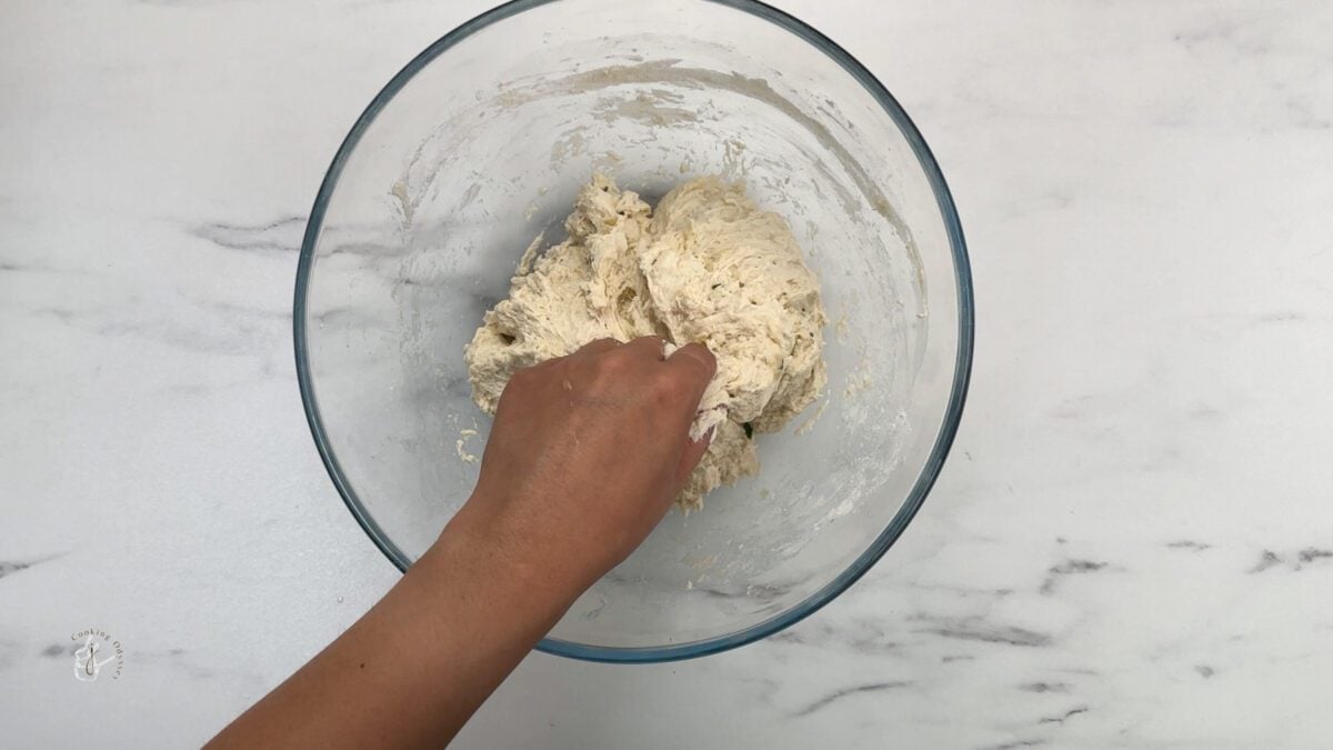 instant pot bread dough in the clear glass bowl