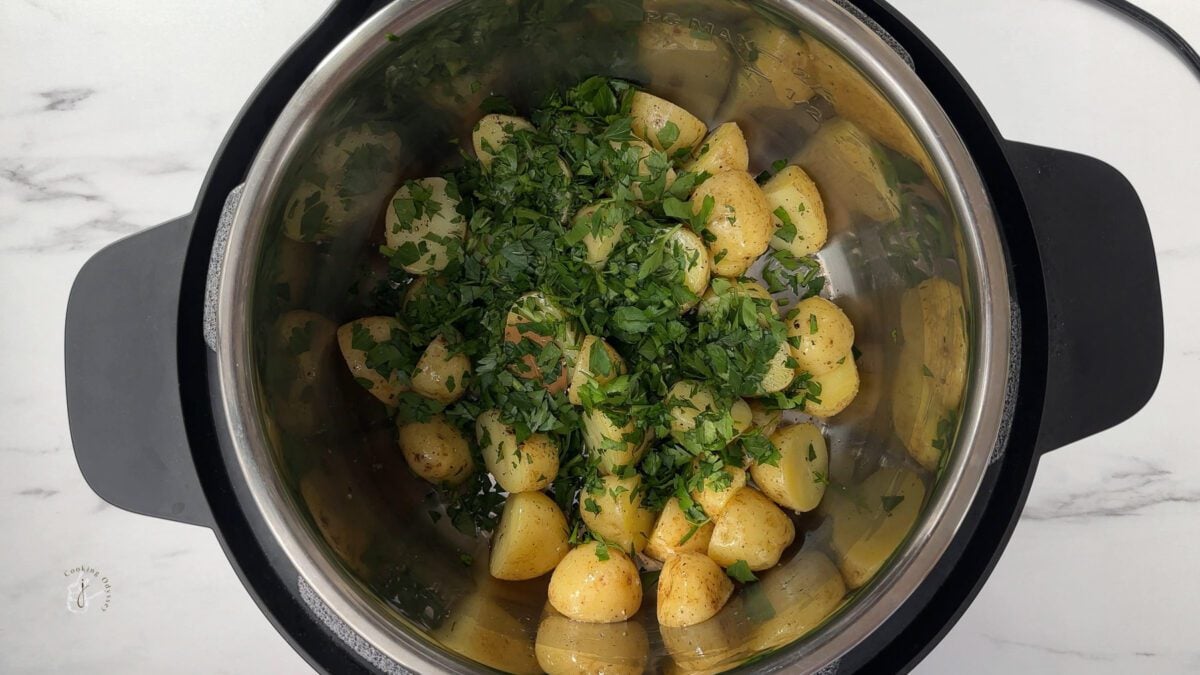 fresh chopped parsley added to the potatoes