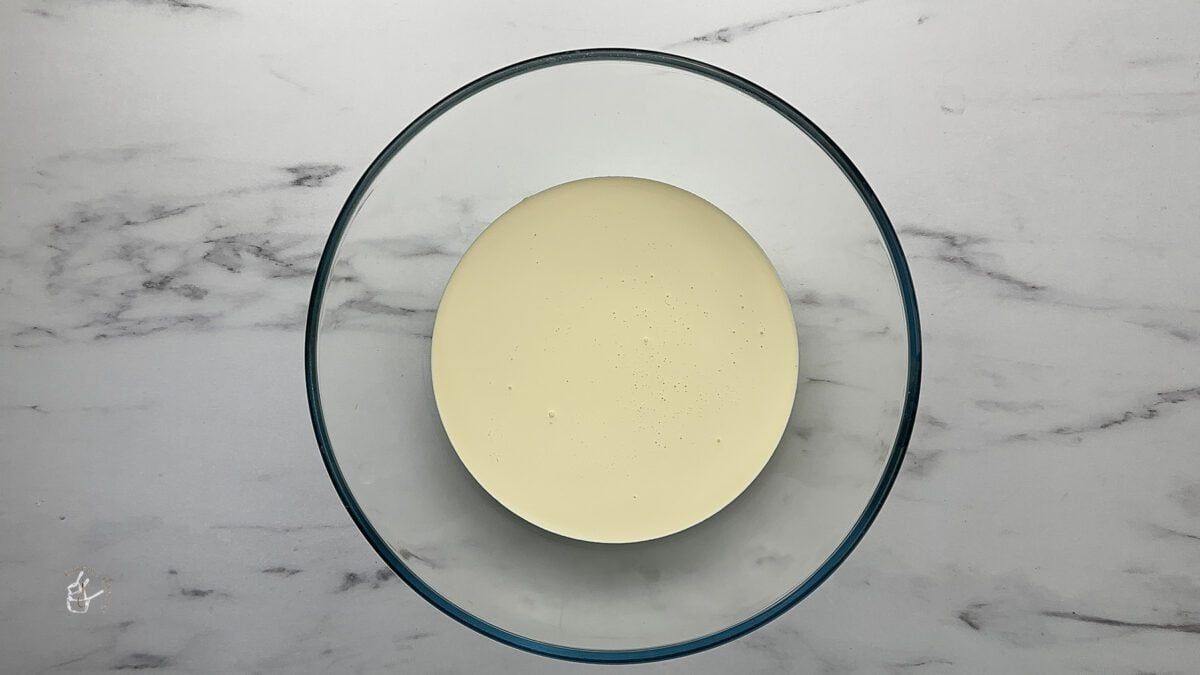 heavy cream in the bowl