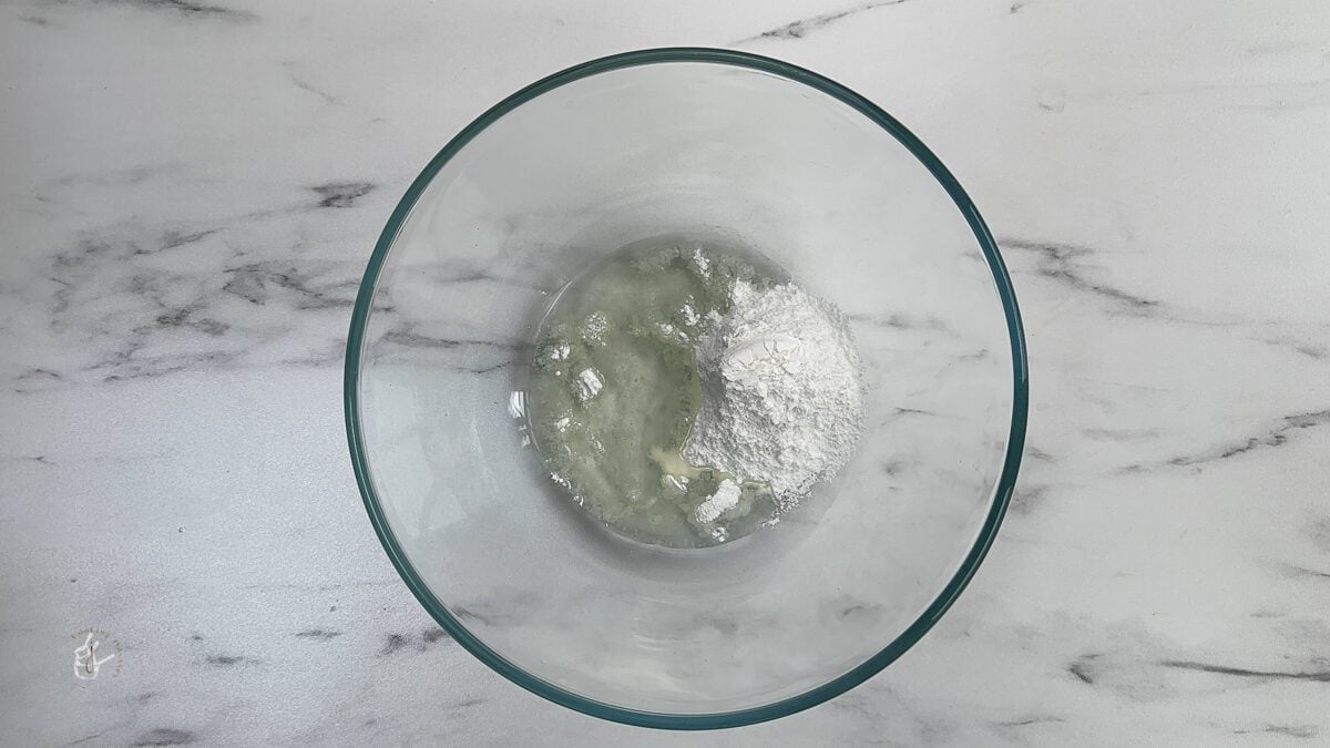 sugar and oil in the mixing bowl