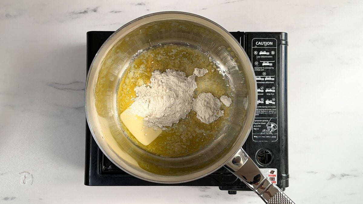 melted butter and plain flour in the sauce pan