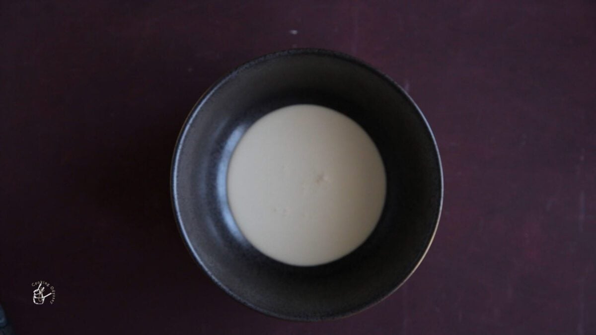 double cream in a black bowl