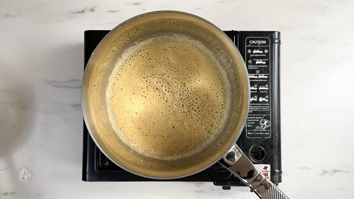 butter and flour mix in the pan 