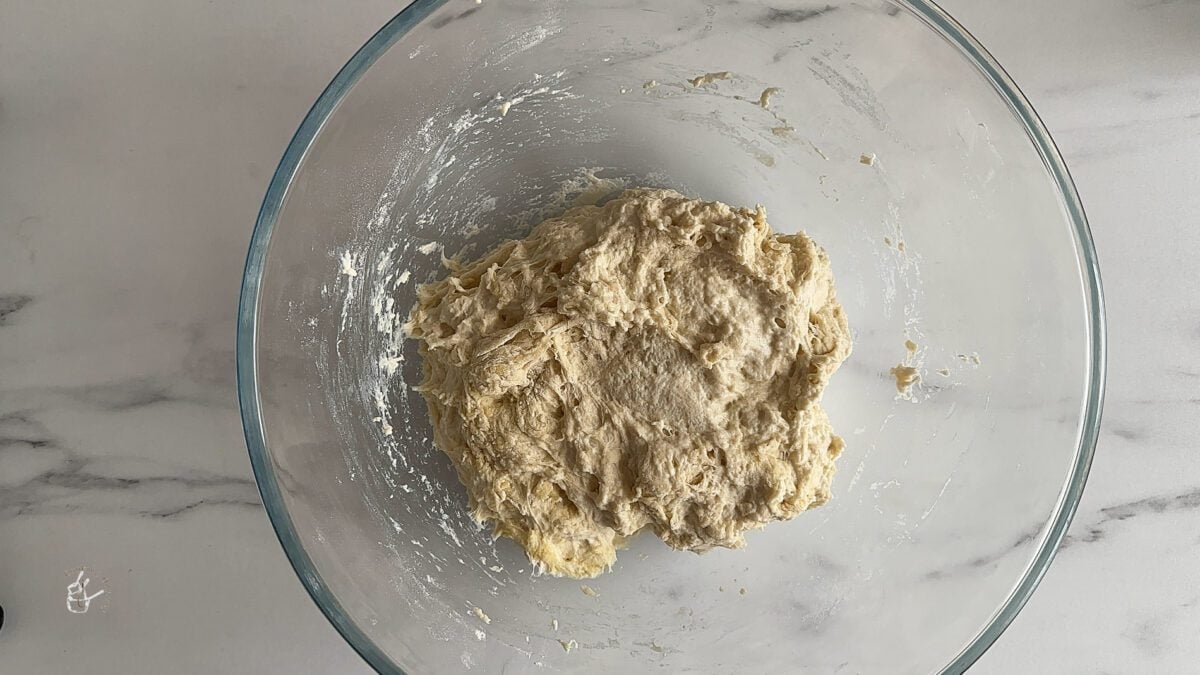 air fryer bread dough in the mixing bowl.