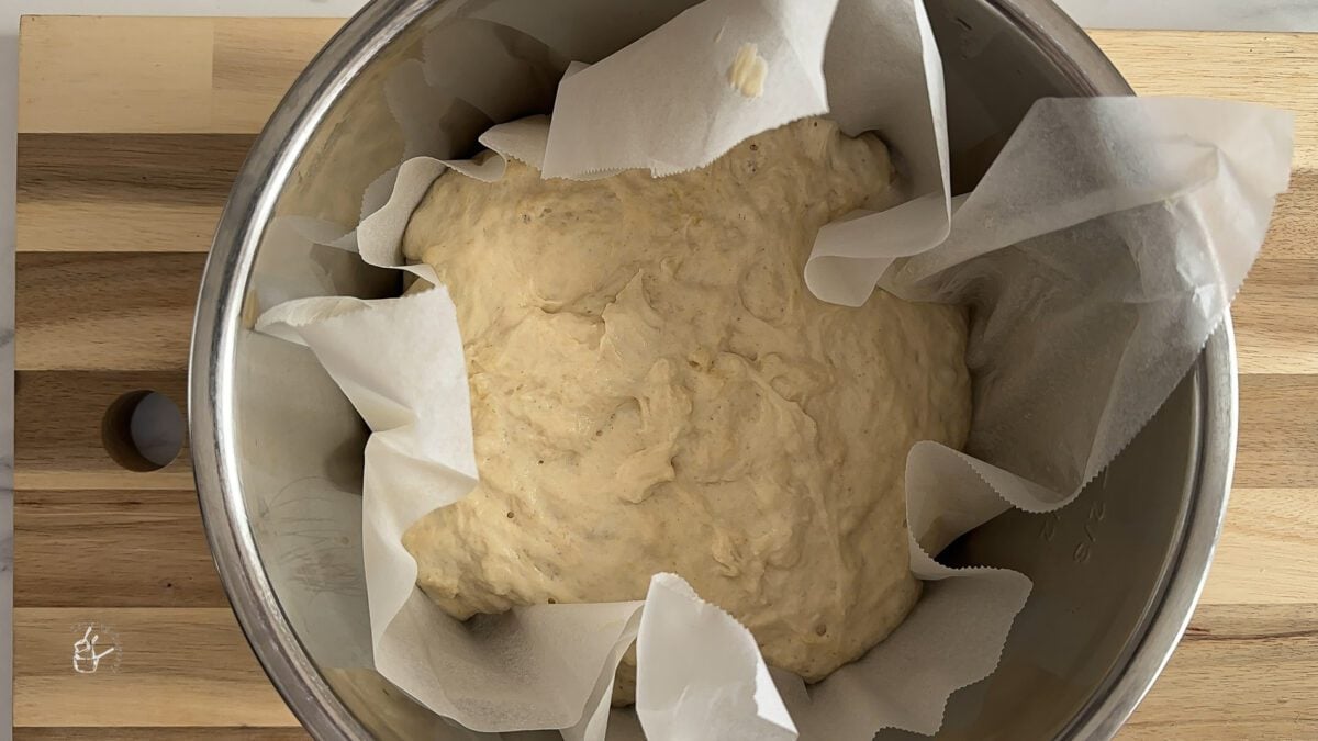 easy air fryer bread dough proving in the instant pot liner.
