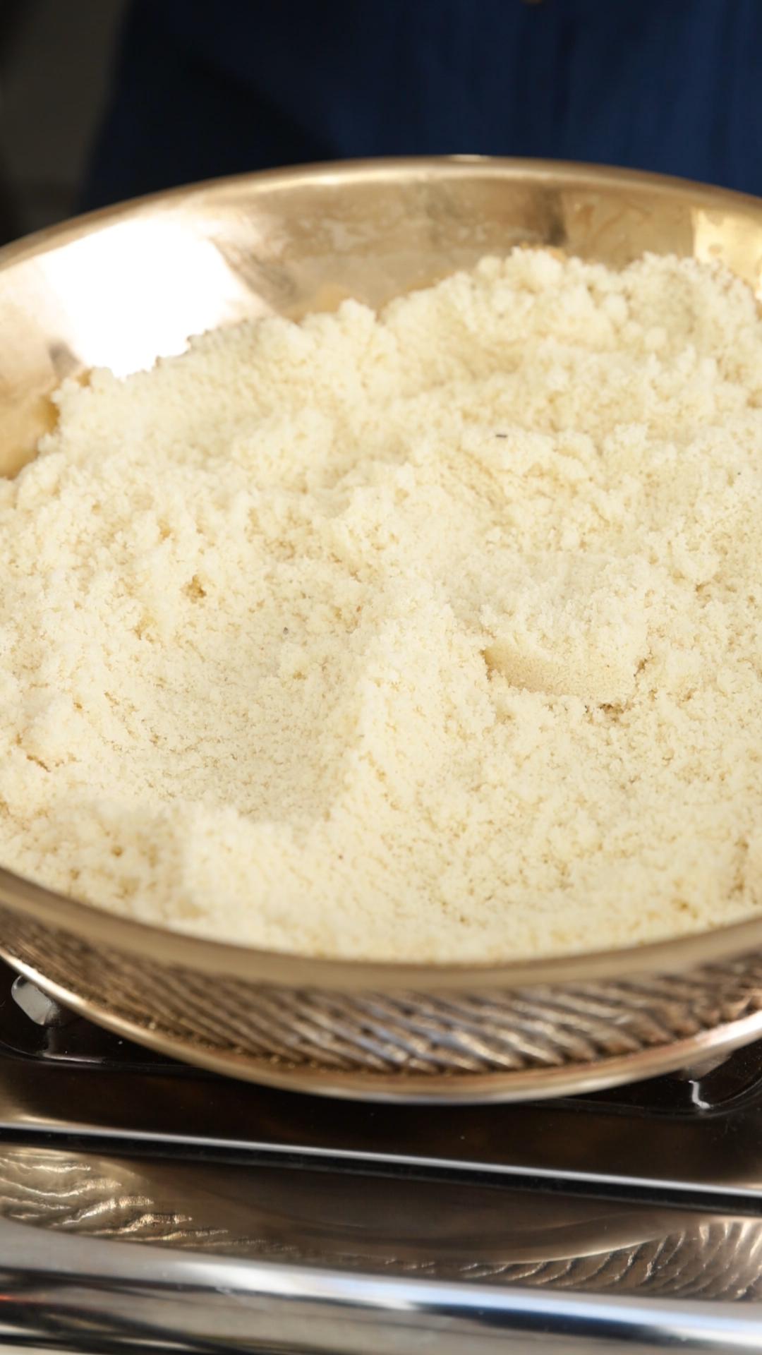 Coconut flour and almond flour in a pan. 