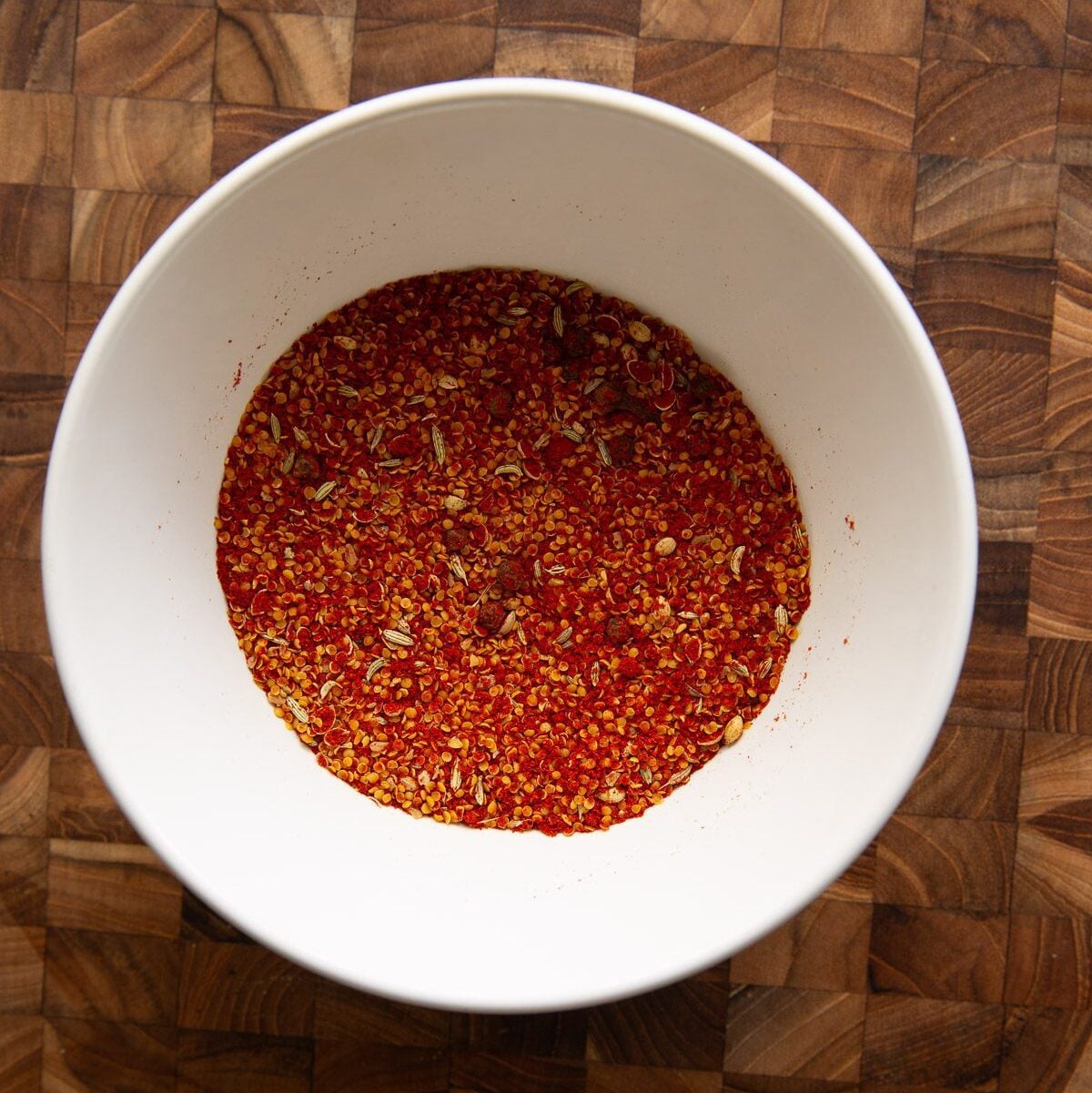 Indian pickle masala in a bowl.